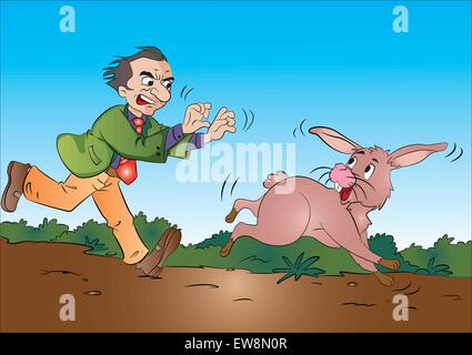 Running Man dopo un coniglio, illustrazione vettoriale Illustrazione Vettoriale