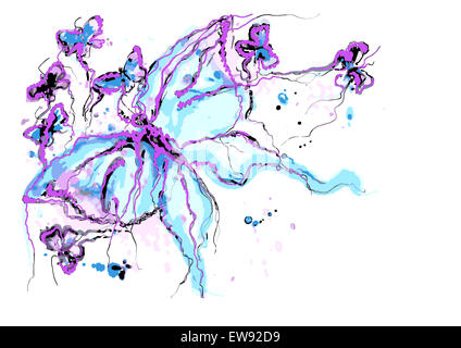 Le farfalle in acquerello Foto Stock