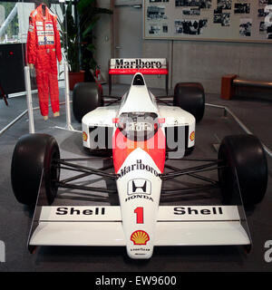 La McLaren MP4-5, guidata da Ayrton Senna, fu esposta alla Honda Collection Hall, una vettura di Formula 1 dominante dalla fine degli anni '1980 Foto Stock