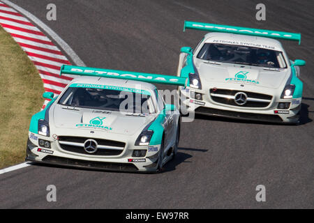 La Petronas Syntium Mercedes SLS AMG GT3 gareggiò nella gara di resistenza di 300 km Super Taikyu Suzuka del 2012, mostrando le corse GT ad alte prestazioni. Foto Stock
