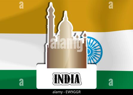 India, bandiera indiana, Tempio Dorato, illustrazione vettoriale Illustrazione Vettoriale