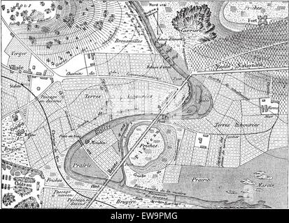 Mappa topografica, vintage illustrazioni incise. Dizionario di parole e le cose - Larive e Fleury - 1895 Illustrazione Vettoriale