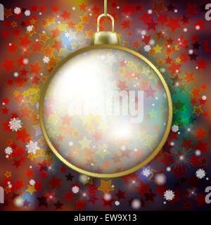 Abstract sfondo rosso con decorazione di Natale e fiocchi di neve Illustrazione Vettoriale