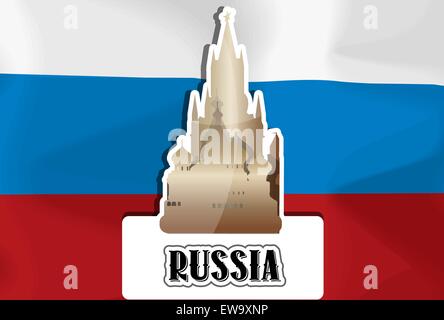Russia, bandiera russa, San Basilio, Spasskaya Tower, illustrazione vettoriale Illustrazione Vettoriale
