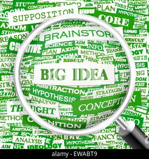 Grande idea. Word cloud illustrazione. Tag cloud concetto collage. Utilizzabile per differenti business design. Illustrazione Vettoriale