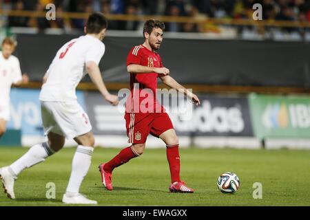 Leon, Spagna. 30 Mar, 2015. Moi Gomez (ESP) Calcio/Calcetto : sotto 21 International amichevole tra Spagna 4-0 la Bielorussia a Estadio Municipal Reino de Leon a Leon, Spagna . © Mutsu Kawamori/AFLO/Alamy Live News Foto Stock