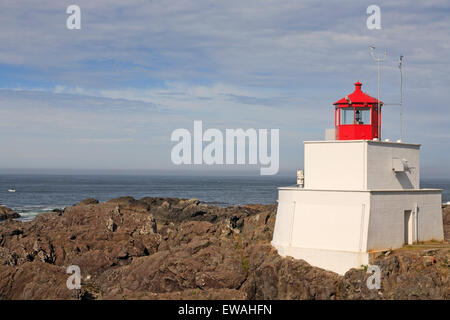 Amphitrite Point lighthouse, Ucluelet, British Columbia Foto Stock