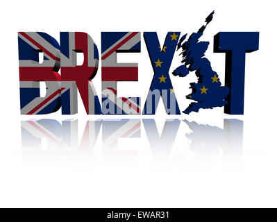 Testo Brexit con British e bandiera Ue illustrazione Foto Stock