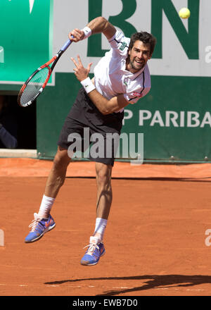 Jeremy Chardy (FRA) in azione all'aperto francese 2015 Foto Stock
