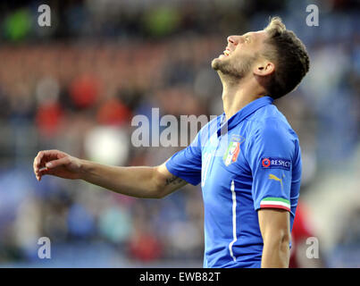 Uherske Hradiste, Repubblica Ceca. Il 21 giugno, 2015. Italiano Domenico Berardi in azione durante l'Euro U21 campionato di calcio gruppo B partita Italia vs Portogallo in Uherske Hradiste, Repubblica ceca, 21 giugno 2015. © Dalibor Gluck/CTK foto/Alamy Live News Foto Stock