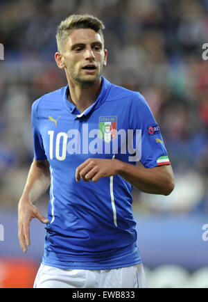 Uherske Hradiste, Repubblica Ceca. Il 21 giugno, 2015. Domenico Berardi di Italia in azione durante l'Euro U21 campionato di calcio gruppo B partita Italia vs Portogallo in Uherske Hradiste, Repubblica ceca, 21 giugno 2015. © Dalibor Gluck/CTK foto/Alamy Live News Foto Stock