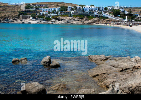 Griechenland, Kykladen, Mykonos, Agia Anna Beach und Hotel Anastasia Village Foto Stock