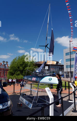 Hannah White's Speedbird progetto barca a vela estrema evento, la Baia di Cardiff, Cardiff, Galles, UK. Foto Stock