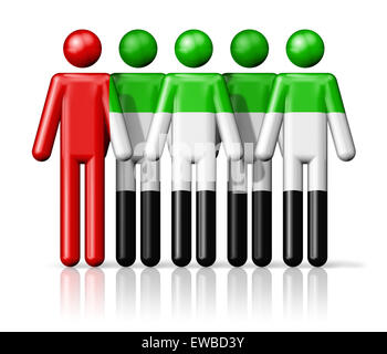 Bandiera degli Emirati Arabi Uniti su stick figura - nazionali e comunità sociale il simbolo 3D icona Foto Stock