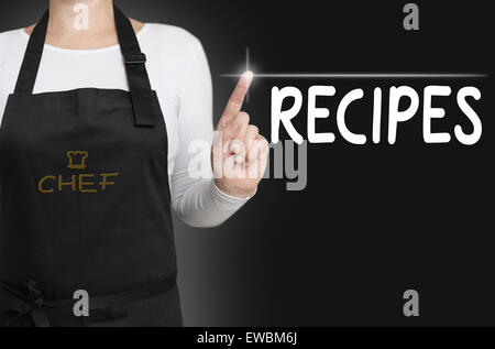 Ricette touchscreen è gestito dallo chef. Foto Stock