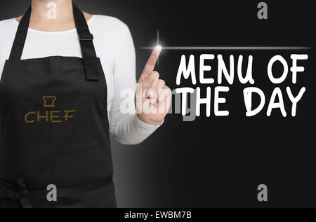 Menu del giorno touch screen è gestito dallo chef. Foto Stock