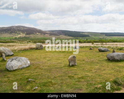 Machrie Moor stone circle Fingal's cauldron sede Isle of Arran Scozia meglio noto sito archeologico su Arran con 6 distinti circoli di pietra Foto Stock