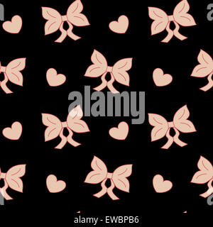 Pastel Pink Bow ribbon carino pattern senza giunture Foto Stock