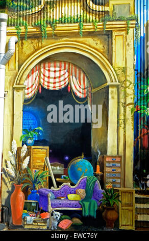 Trompe L'Oeil effetti arte Fremantle riciclare Store Perth Western Australia Foto Stock