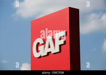 Un logo segno al di fuori della sede della GAF Materials Corporation a Parsippany, New Jersey. Foto Stock