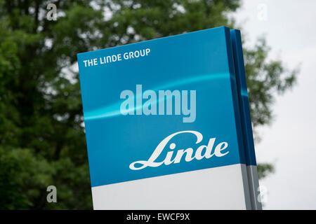 Un logo segno al di fuori della sede di Linde in Nord America nel New Providence, New Jersey Foto Stock