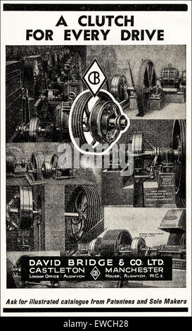 1940s wartime pubblicità industriale d'epoca datata 1943 pubblicità pesanti engineering frizioni by David Bridge & Co di Castleton Manchester Foto Stock