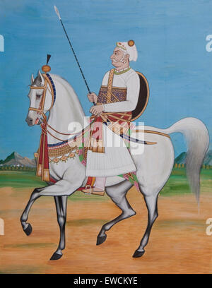 Rajput nobili a cavallo. Rajasthan, India Foto Stock