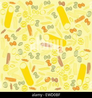 La pasta italiana La cucina del colore impostato pattern senza giunture Illustrazione Vettoriale