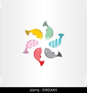 Pesce in cerchio astratto simbolo vettore design Illustrazione Vettoriale