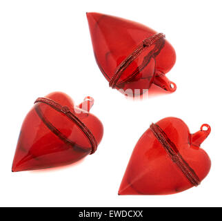 Rosso di vetro decorazione di cuore la figura Foto Stock