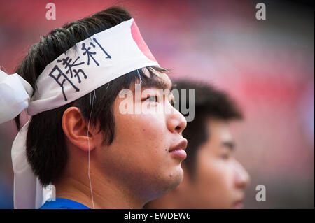 Vancouver, Canada. Il 23 giugno, 2015. ventole in vista del round di 16 match tra il Giappone e i Paesi Bassi in occasione del FIFA Coppa del Mondo Donne Canada 2015 presso lo Stadio BC Place. Credito: Matt Jacques/Alamy Live News Foto Stock