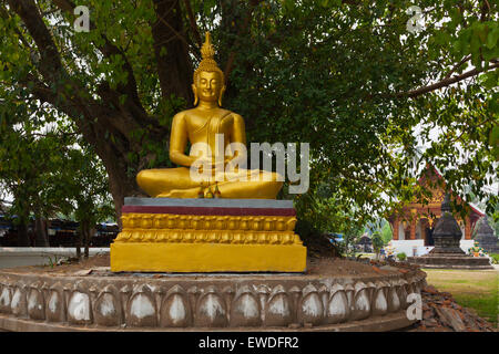 Nuova Statua del Buddha al Wat Visoun, costruito nel 1513 dal Re Wisunarat - Luang Prabang, Laos Foto Stock