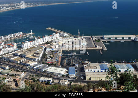 La città di Agadir Marocco harbour landmark vista aerea Foto Stock