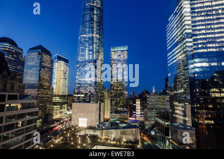 New York City,NY NYC,Manhattan,Lower,Financial District,One World Trade Center,centro,grattacieli alti grattacieli edifici grattacieli,b Foto Stock