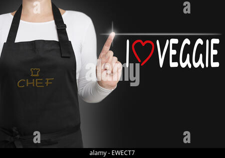 Io amo veggie touchscreen è gestito dallo chef Foto Stock