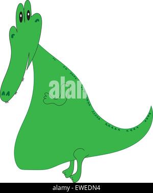 Stile Cartoon alligator su sfondo bianco. Illustrazione Vettoriale