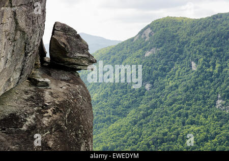 Devils in testa chimney rock Mountain State Park, North Carolina, Stati Uniti Foto Stock