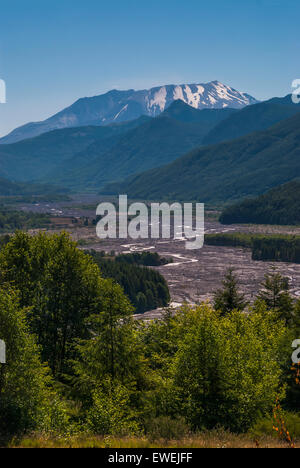 Vista di Mt. Sant Helens con la devastazione causata da eruzione nel 1980 nel centro dell'immagine. Foto Stock