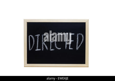 Diretto scritto con gesso bianco sulla lavagna. Foto Stock