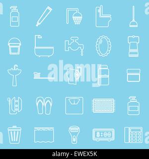 Linea bagno icone su fondo azzurro, vettore di stock Illustrazione Vettoriale