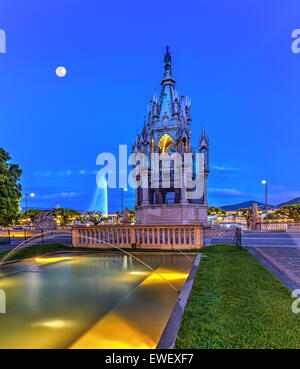 Monumento Brunswick e fontana di notte a Ginevra, Svizzera, HDR Foto Stock