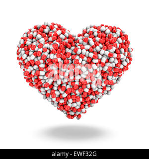 Cuore pillole, 3D render di medicina capsule cuore di formatura Foto Stock