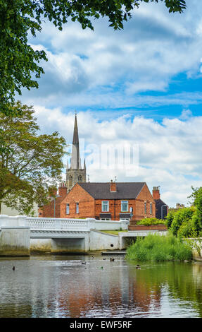 Wulfram St è la Chiesa, Grantham, la chiesa parrocchiale di Grantham Lincolnshire - da Wyndham Park Grantham Foto Stock