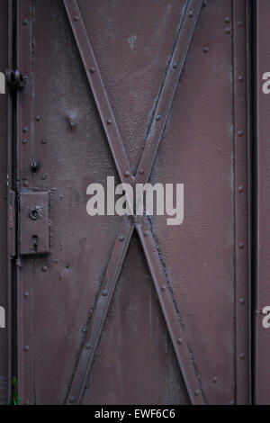 La porta di metallo - close-up Foto Stock