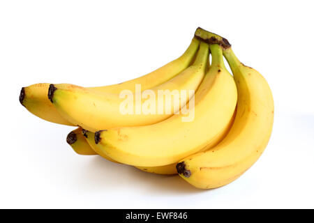 Banane su sfondo bianco Foto Stock