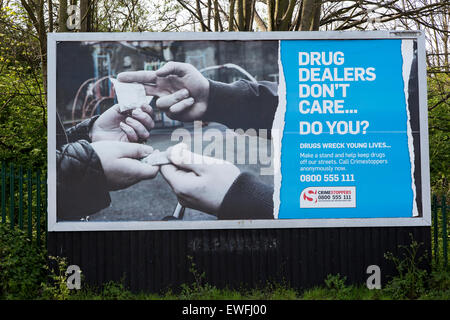 Anti droga poster Ipswich, Suffolk, Inghilterra, Regno Unito Foto Stock
