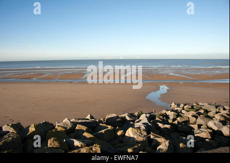 Fiume Mersey estuario Liverpool Wirral REGNO UNITO Bassa Marea Foto Stock
