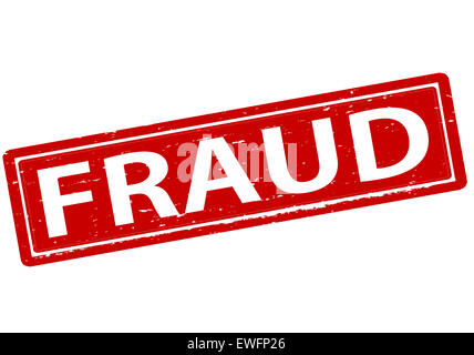 Timbro di gomma con la parola la frode all'interno, illustrazione Foto Stock
