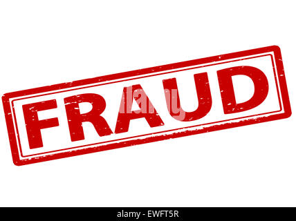 Timbro di gomma con la parola la frode all'interno, illustrazione Foto Stock
