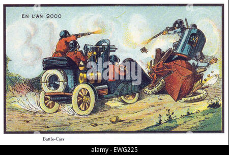 La Francia nel 2000 Illustrazione futuristico Jean-Marc Côté Vintage Illustrazione illustrazione avveniristica auto Foto Stock